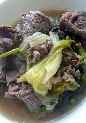 牛肉＆クレソン＆レタスの洋風スープ鍋-レシピのメイン写真
