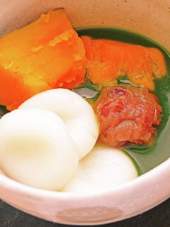 レンジで簡単!!かぼちゃの白玉ぜんざい-レシピのメイン写真