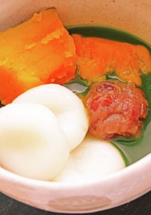 レンジで簡単！！かぼちゃの白玉ぜんざい-レシピのメイン写真