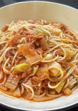 ツナキムパスタ(ツナとキムチ)♪-レシピのメイン写真