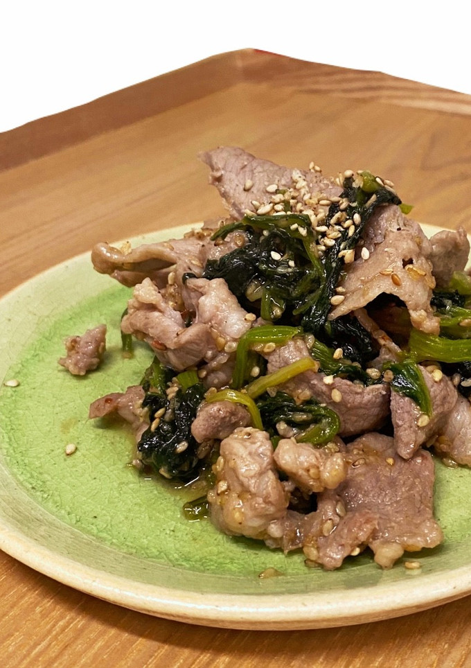 ほうれん草と豚肉のごま味噌炒め-レシピのメイン写真