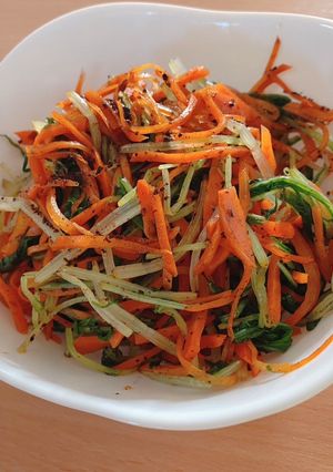 水菜と人参のむくな豆和え-レシピのメイン写真