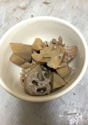 蓮根と豚肉の煮物-レシピのメイン写真