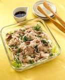 レンジで豚バラキャベツともやしの香味だれ