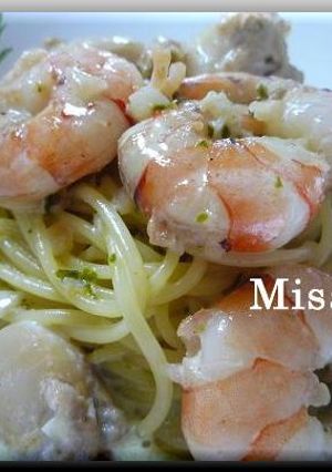 海老と帆立のジェノベーゼクリームパスタ-レシピのメイン写真