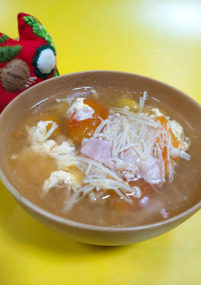 ミニトマトとえのきの玉子スープ　-レシピのメイン写真