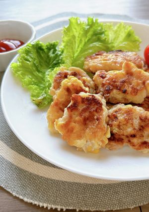 お豆腐で!コーンとウインナーの落とし焼き-レシピのメイン写真