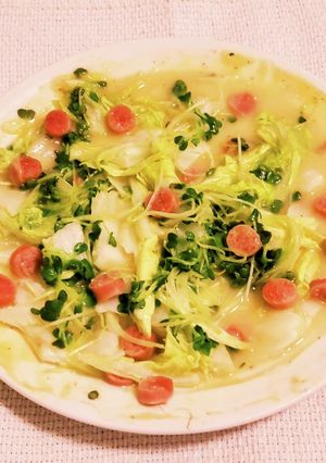 白菜貝割れ大根ウインナーカルボナーラ煮浸-レシピのメイン写真