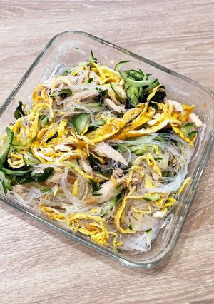 鶏チャーシュー薄焼き卵の春雨サラダ-レシピのメイン写真