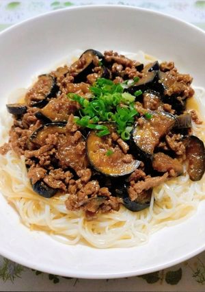 簡単夕飯・昼食！なすと豚挽肉の麻婆茄子冷やし素麺-レシピのメイン写真