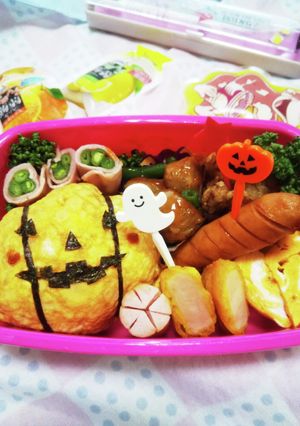 今日のキャラ弁（ハロウィンオムライス弁）-レシピのメイン写真