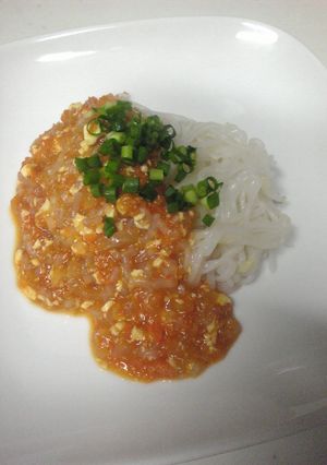 糸こんパスタに簡単ヘルシーミートソース。-レシピのメイン写真