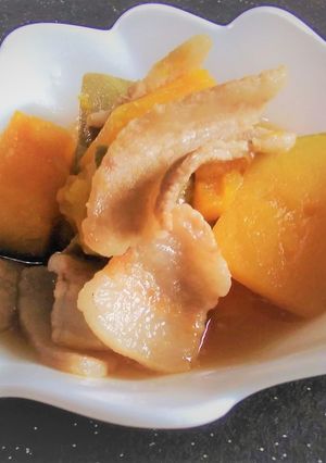 カボチャと豚バラ肉の煮物-レシピのメイン写真