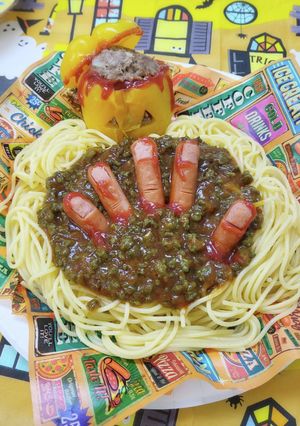 ミートパスタ〜指トッピング-レシピのメイン写真