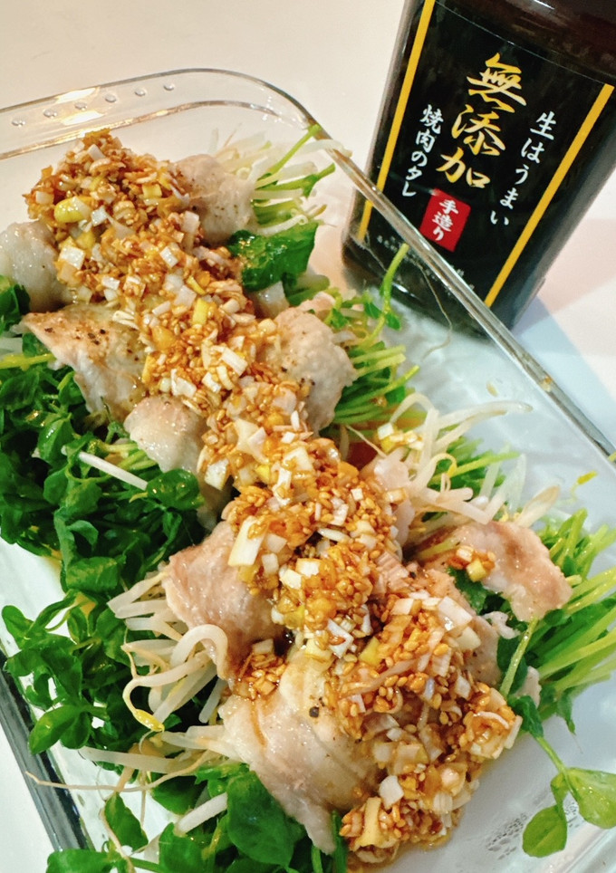 焼肉の生だれで作る　豚肉の豆苗もやし巻き-レシピのメイン写真