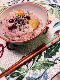 あずき水煮で!簡単にも!栗入り赤飯-レシピのメイン写真