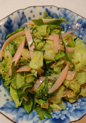 簡単!旨い!レタスとハムの和風サラダ♪-レシピのメイン写真
