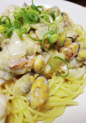 クラムチャウダーのスパゲッティ-レシピのメイン写真