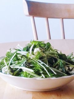 塩昆布&水菜の和風サラダ★クリチパスタ-レシピのメイン写真