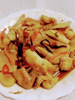 白菜漬物豚バラエリンギ油揚げ赤味噌煮浸し-レシピのメイン写真