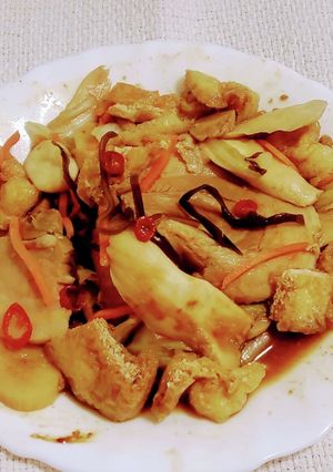 白菜漬物豚バラエリンギ油揚げ赤味噌煮浸し-レシピのメイン写真