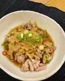 レンジで簡単、大根の皮と豚細切れ肉の煮物