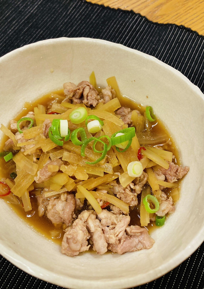 レンジで簡単、大根の皮と豚細切れ肉の煮物-レシピのメイン写真