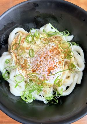 美味のコツ☆ポーチドエッグ伊勢うどん-レシピのメイン写真