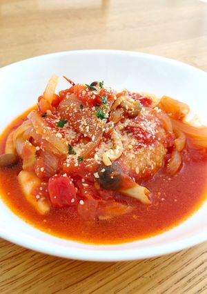 黒豚ハンバーグのトマト煮込み-レシピのメイン写真