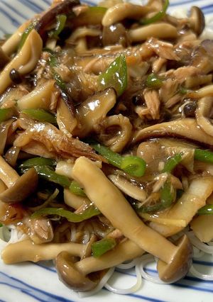 ツナとキノコの生姜あんかけ素麺♪-レシピのメイン写真