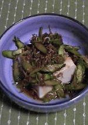 ごま豆腐のアスパラじゃこソース-レシピのメイン写真