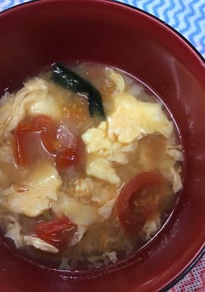 ゆうげの味噌汁/トマトと卵-レシピのメイン写真