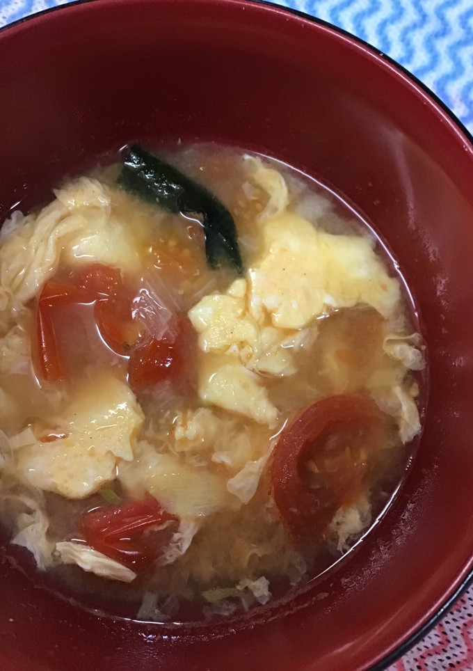 ゆうげの味噌汁/トマトと卵-レシピのメイン写真
