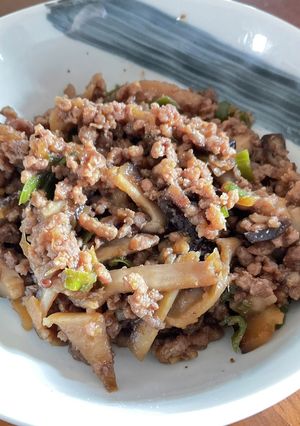 辛い！青唐辛子と生椎茸の肉そぼろ♫-レシピのメイン写真