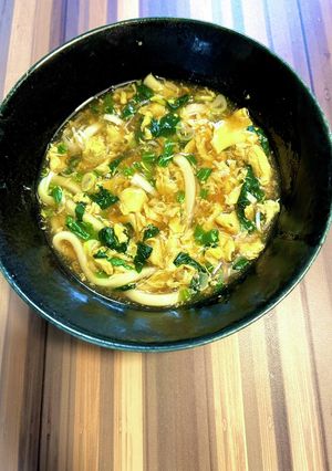 風邪の時や健康診断前に卵ほうれん草うどん-レシピのメイン写真