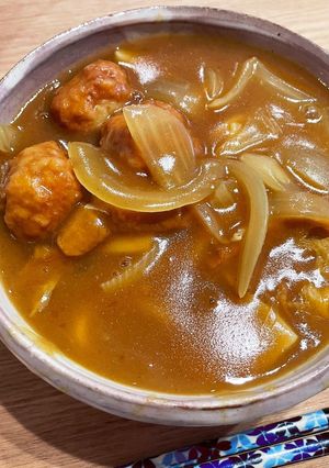 揚げ肉団子とエリンギのカレーうどん-レシピのメイン写真