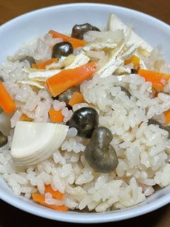 田舎風、具沢山のむかごの炊き込みご飯♫-レシピのメイン写真