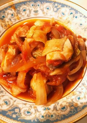 鶏モモ肉とキャベツ舞茸のトマト煮-レシピのメイン写真
