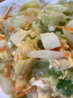 戻さず使える高野豆腐とキャベツで卵とじ-レシピのメイン写真