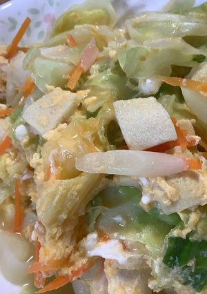 戻さず使える高野豆腐とキャベツで卵とじ-レシピのメイン写真