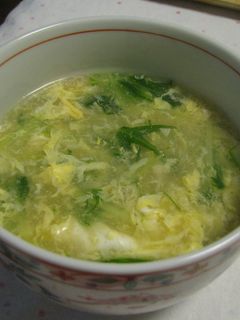 水菜とふわふわ卵の春色スープ-レシピのメイン写真