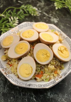 簡単!野菜たっぷり卵炒飯 味玉トッピング-レシピのメイン写真