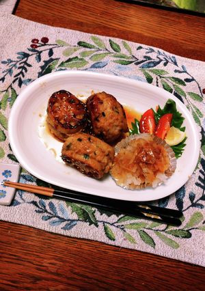 れんこんのはさみ照り焼きつくねバーグ-レシピのメイン写真