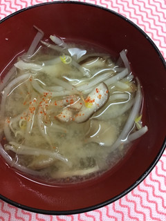 今朝の味噌汁/モヤシときのこ-レシピのメイン写真