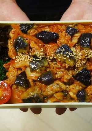 電子レンジで簡単★豚なすキムチの丼弁当-レシピのメイン写真