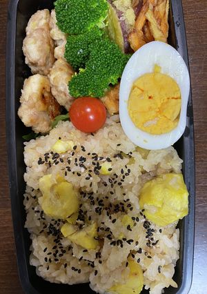 頑張るパパへ㉙栗ご飯ととりつくね弁当-レシピのメイン写真