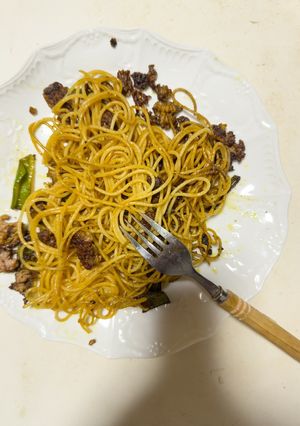簡単！ひき肉とピーマンのカレーパスタ♪-レシピのメイン写真