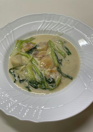 ホタテと小松菜のクリーム煮-レシピのメイン写真