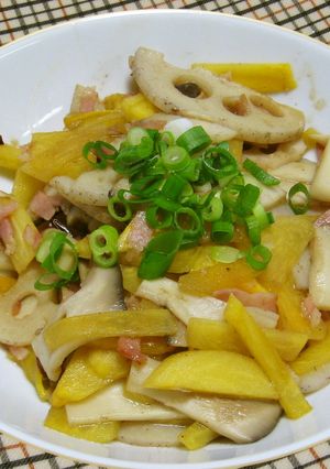 柿とれんこんの炒め物-レシピのメイン写真