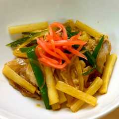 A picture of レンチン簡単！豚丼のタレで長芋肉野菜炒め.